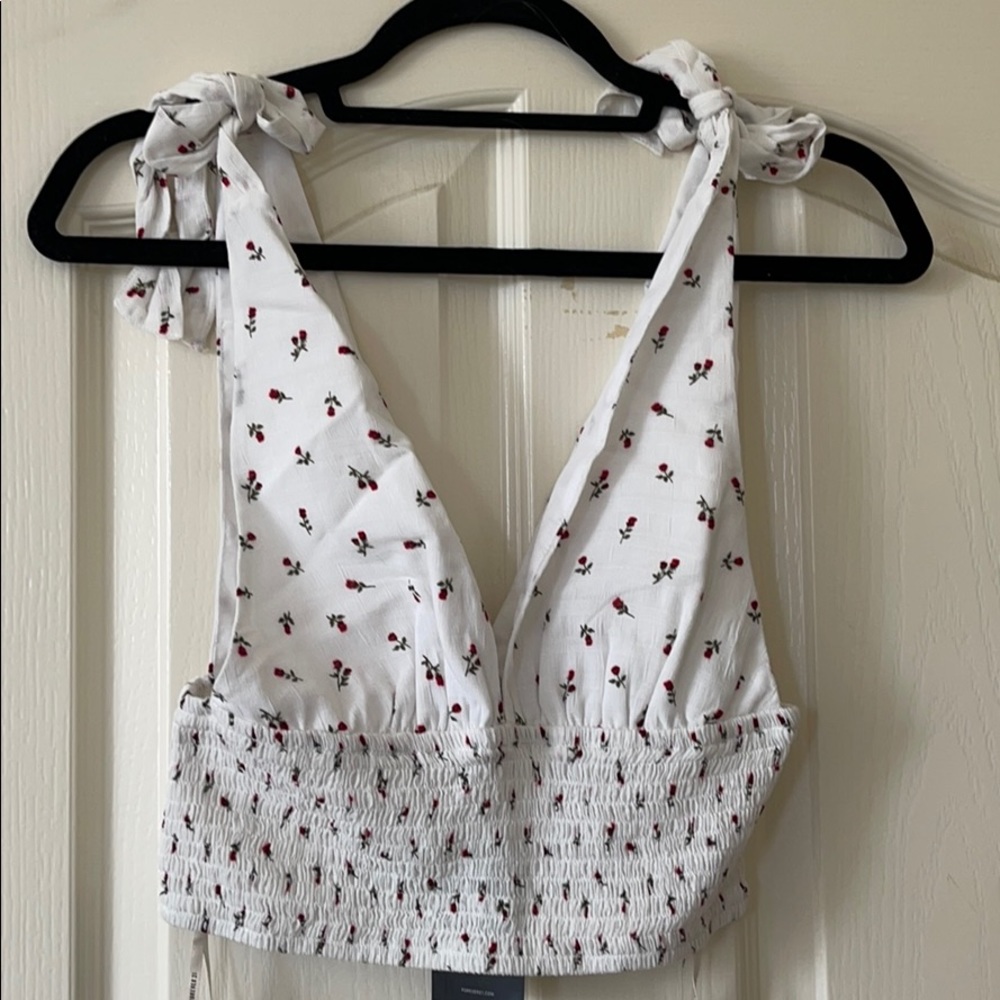 Floral crop top with smocked detail